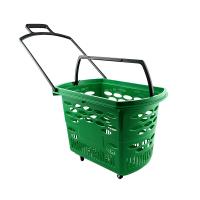 Корзина-тележка пластиковая TECHNO, 38 литров, цвет зеленый