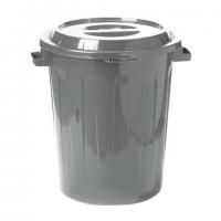 Контейнер 60 литров для мусора, БАК+КРЫШКА (высота 55 см, диаметр 48 см), ассорти, IDEA, М 2393/СЕРЫЙ