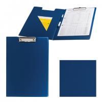 Папка-планшет ОФИСМАГ, А4 (340х240 мм), с прижимом и крышкой, картон/ПВХ, РОССИЯ, синяя, 225983