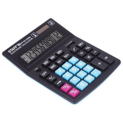 Калькулятор STAFF "PLUS" настольный STF-333-BKBU, 12 разрядов, 200x154 мм, ЧЕРНО-СИНИЙ, 250461