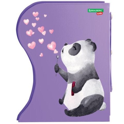 Подставка-держатель для книг и учебников BRAUBERG KIDS "Panda", раздвижная, металлическая, 238064
