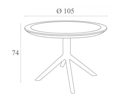 Стол пластиковый Sky Table Ø105 оливковый
