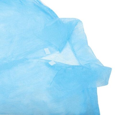 Халат одноразовый голубой на липучке КОМПЛЕКТ 10 шт, XXL, 110 см, резинка, 20 г/м2 СН
