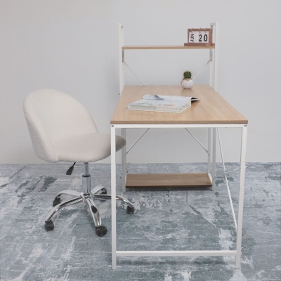 Стол письменный ONYX, со стеллажом, светлый дуб/белый металл, 1200*600*750(1220)