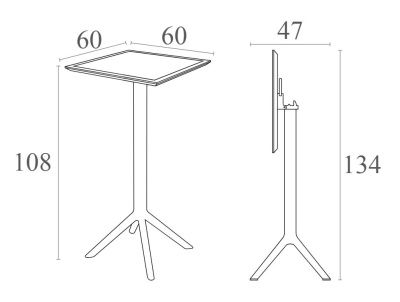 Стол пластиковый барный складной Sky Folding Bar Table 60 оливковый
