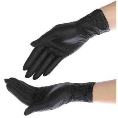 Перчатки нитриловые черные, 50 пар (100 шт.), неопудренные, прочные, XL (очень большой), ЛАЙМА, 606296