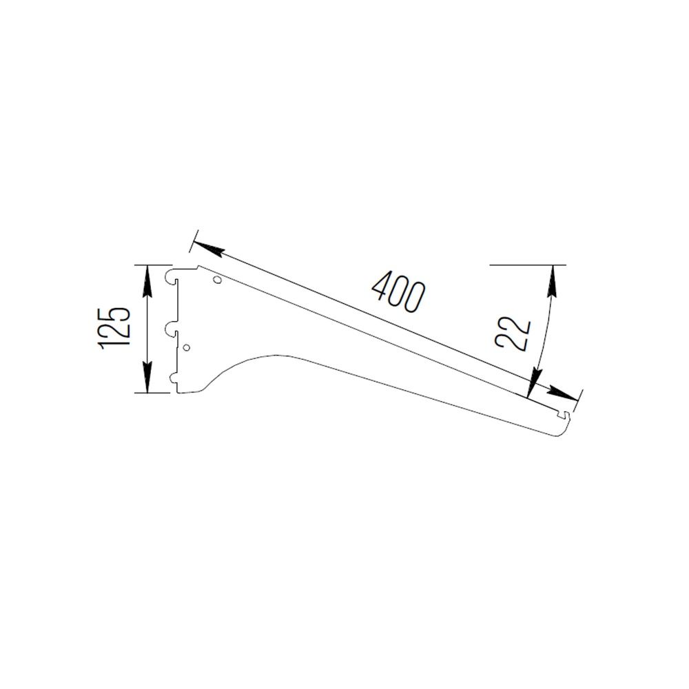 Полкодержатель наклонный 22 градуса 400 мм