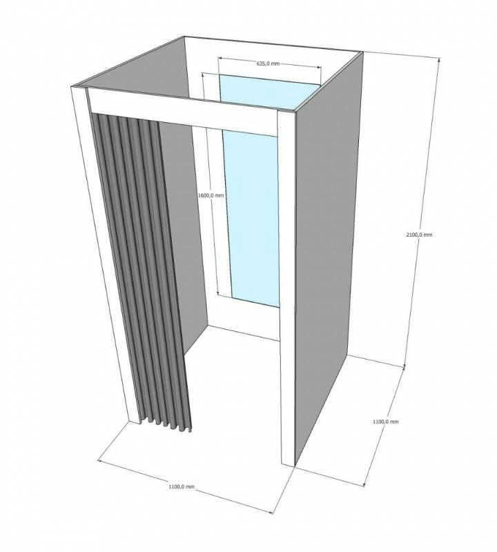 Примерочная кабина 1-секционная для ПВЗ и магазина