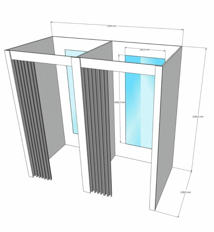 Примерочная кабина 2-секции для ПВЗ и магазина