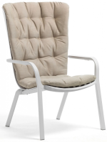 Лаунж-кресло пластиковое с подушкой Folio белый, бежевый