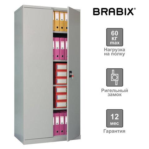 Шкаф металлический офисный BRABIX "MK 18/91/37", 1830х915х370 мм, 45 кг, 4 полки, разборный, 291135, S204BR180102