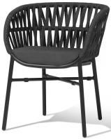 Кресло плетеное с подушкой Tahiti черный, темно-серый, черный