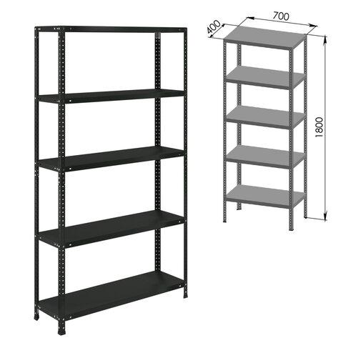 Стеллаж металлический BRABIX "ГРАФИТ MS KD-185/40/70-5", лофт, 1850х700х400 мм, 5 полок, 291268, S240BR124593