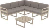 Комплект угловой пластиковой мебели Mykonos бежевый, светло-коричневый