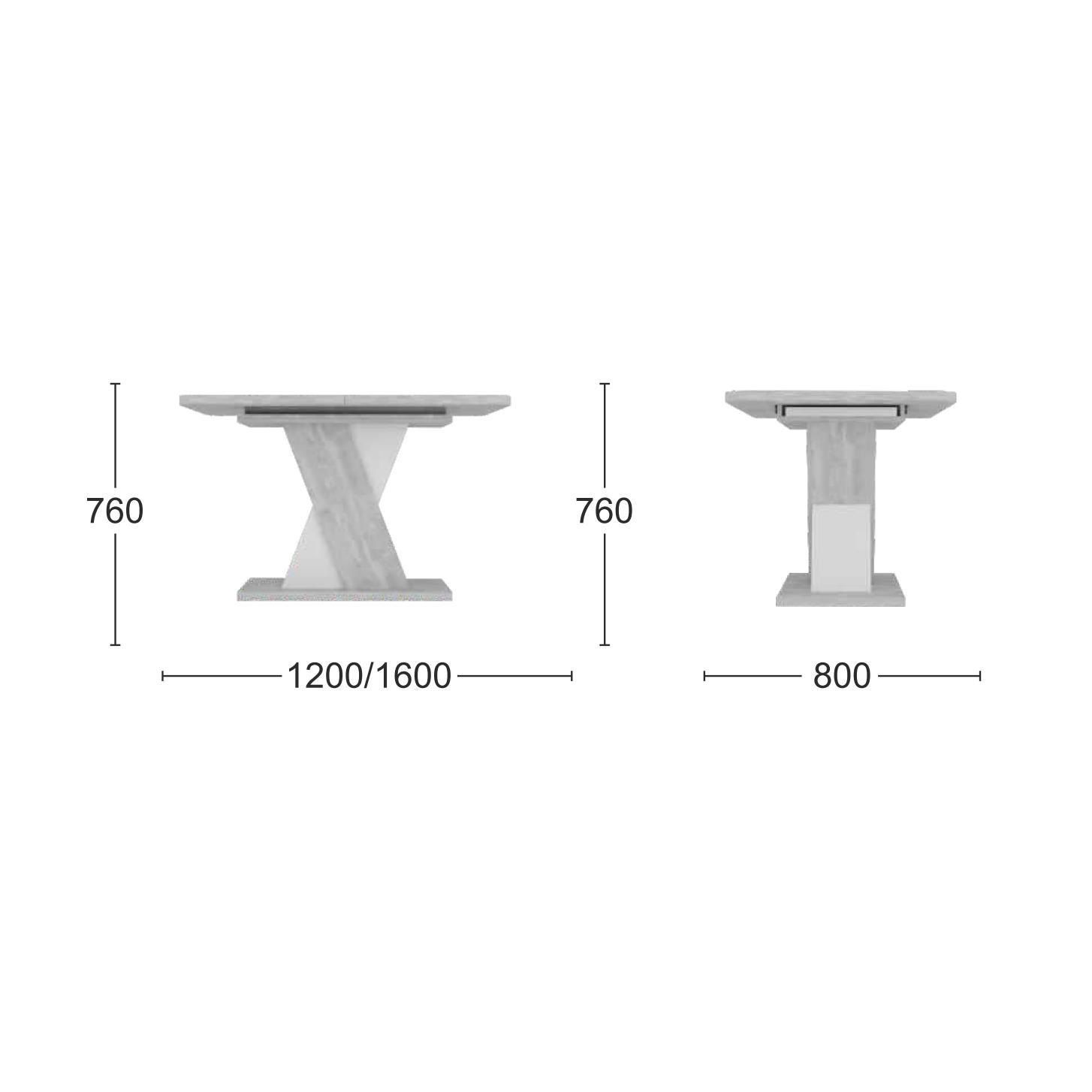 Promo стол обеденный 110/145*700 (бетонный камень/белый бриллиант)