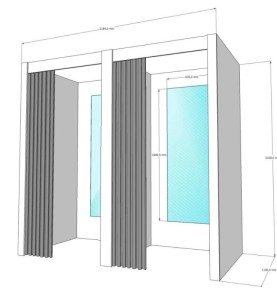 Примерочная кабина 2-секции для ПВЗ и магазина