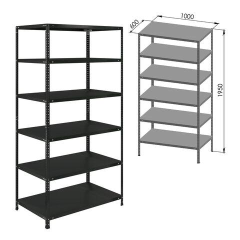 Стеллаж металлический BRABIX "ГРАФИТ MS KD-200/60-6", лофт, 2000х1000х600 мм, 6 полок, 291274, S240BR246693