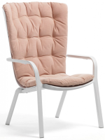 Лаунж-кресло пластиковое с подушкой Folio белый, розовый