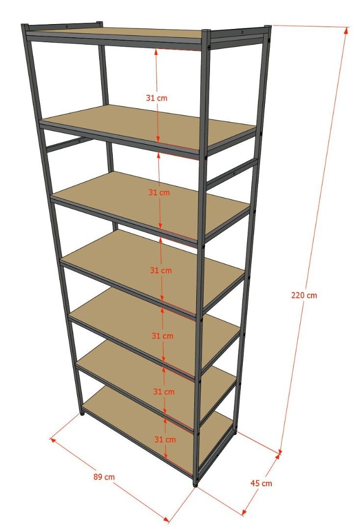 Стеллаж в стиле LOFT AС2290-21-Ч со стеклом 220х90х45