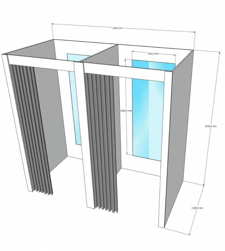 Примерочная кабина 2-секции для ПВЗ и магазина