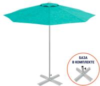 Зонт пляжный со стационарной базой Kiwi Clips&Base серебристый, бирюзовый