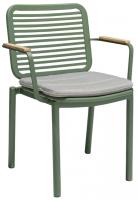 Кресло металлическое с подушкой Armona зеленый, светло-серый