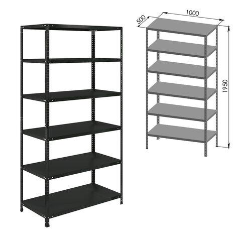 Стеллаж металлический BRABIX "ГРАФИТ MS KD-200/50-6", лофт, 2000х1000х500 мм, 6 полок, 291273, S240BR245693