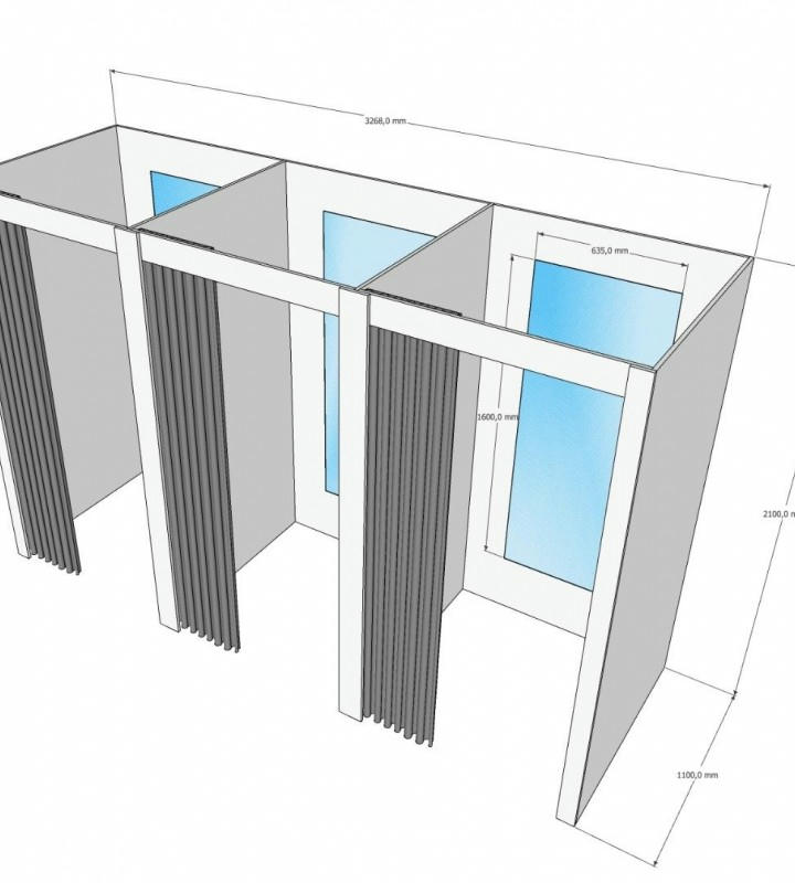 Примерочная кабина 3-секции для ПВЗ и магазина