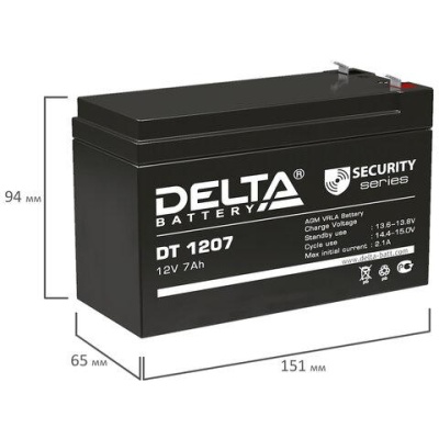 Аккумуляторная батарея для ИБП любых торговых марок, 12В, 7 Ач, 151х65х95мм, DELTA, D, DT 1207