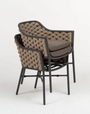 Кресло плетеное с подушками Torino тортора