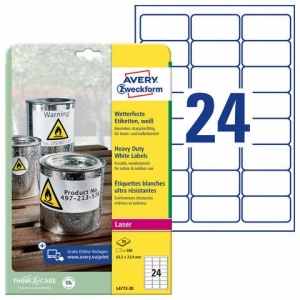 Этикетка самоклеящаяся ВСЕПОГОДНАЯ 63,5х33,9 мм, 24 этикетки, полиэстер, белая, 20 листов, Avery Zweckform, L7917-10, L4773-20 цена 4 445 ₽ Этикетка самоклеящаяся ВСЕПОГОДНАЯ 63,5х33,9 мм, 24 этикетки, полиэстер, белая, 20 листов, Avery Zweckform, L7917-10, L4773-20