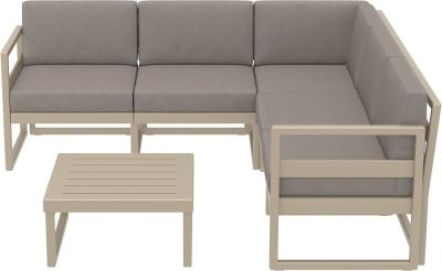 Комплект угловой пластиковой мебели Mykonos бежевый, светло-коричневый