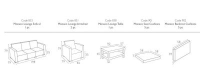 Комплект пластиковой плетеной мебели Monaco Lounge Set XL антрацит