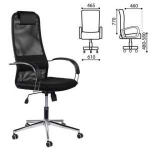 Кресло офисное BRABIX "Pilot EX-610 CH" premium, хром, ткань-сетка, черное, 532417 цена 9 605 ₽ Кресло офисное BRABIX "Pilot EX-610 CH" premium, хром, ткань-сетка, черное, 532417