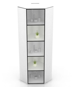 Ст-13 Стеллаж угловой цвет Белый с черной кромкой Ст-13 Стеллаж угловой цвет Белый с черной кромкой