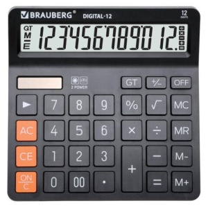 Калькулятор настольный BRAUBERG DIGITAL-12-BK (151х152 мм), 12 разрядов, двойное питание, ЧЕРНЫЙ, 272968 цена 602 ₽ Калькулятор настольный BRAUBERG DIGITAL-12-BK (151х152 мм), 12 разрядов, двойное питание, ЧЕРНЫЙ, 272968