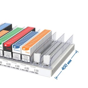 Комплект для выкладки сигарет для полки глубиной 400 мм. цена 1 743 ₽ Комплект для выкладки сигарет для полки глубиной 400 мм.