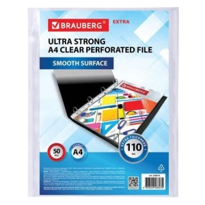 Папки-файлы перфорированные А4 BRAUBERG "EXTRA 1100", КОМПЛЕКТ 50 шт., гладкие, ПЛОТНЫЕ, 110мкм, 229674 цена 540 ₽ Папки-файлы перфорированные А4 BRAUBERG "EXTRA 1100", КОМПЛЕКТ 50 шт., гладкие, ПЛОТНЫЕ, 110мкм, 229674