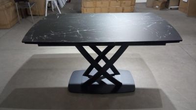 Стол FOGGIA 140 KL-116 Черный мрамор матовый, итальянская керамика/ черный каркас, ®DISAUR