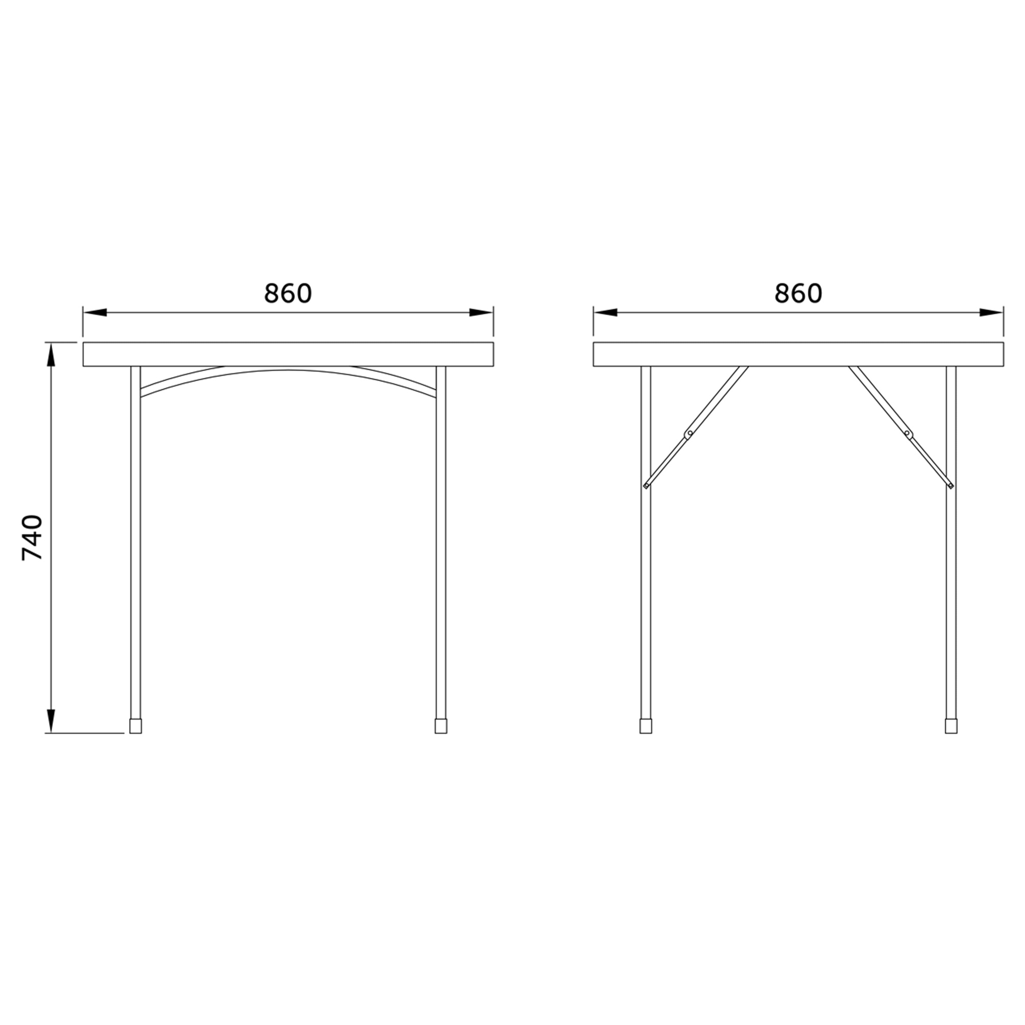 Стол садовый складной, белый, hdpe-пластик, квадратный