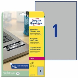 Этикетка самоклеящаяся 210x297 мм, 1 этикетка, полиэстер, серебро, 20 листов, Avery Zweckform, L6013-20 цена 6 001 ₽ Этикетка самоклеящаяся 210x297 мм, 1 этикетка, полиэстер, серебро, 20 листов, Avery Zweckform, L6013-20