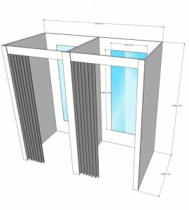Примерочная кабина 2-секции для ПВЗ и магазина цена 23 660 ₽ Примерочная кабина 2-секции для ПВЗ и магазина