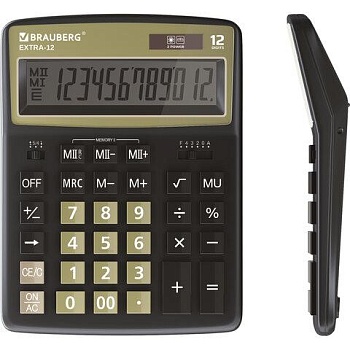 Калькулятор настольный BRAUBERG EXTRA-12-BKOL (206x155 мм), 12 разрядов, двойное питание, ЧЕРНО-ОЛИВКОВЫЙ, 250471 цена 890 ₽ Калькулятор настольный BRAUBERG EXTRA-12-BKOL (206x155 мм), 12 разрядов, двойное питание, ЧЕРНО-ОЛИВКОВЫЙ, 250471