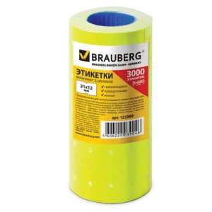 Этикет-лента 21х12 мм, прямоугольная, желтая, комплект 5 рулонов по 600 шт., BRAUBERG, 123569 цена 253 ₽ Этикет-лента 21х12 мм, прямоугольная, желтая, комплект 5 рулонов по 600 шт., BRAUBERG, 123569