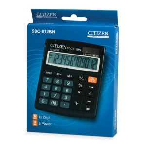 Калькулятор настольный CITIZEN SDC-812BN, МАЛЫЙ (124x102 мм), 12 разрядов, двойное питание цена 762 ₽ Калькулятор настольный CITIZEN SDC-812BN, МАЛЫЙ (124x102 мм), 12 разрядов, двойное питание