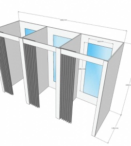 Примерочная кабина 3-секции для ПВЗ и магазина цена 32 200 ₽ Примерочная кабина 3-секции для ПВЗ и магазина